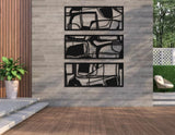 GIGA Triptych - Aluminum Metal Composite Decorative Modern Art - ABSTRACT - M010-47"w x 40"h